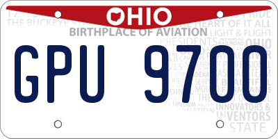 OH license plate GPU9700