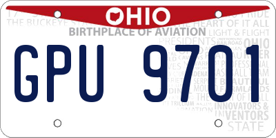 OH license plate GPU9701