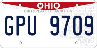 OH license plate GPU9709