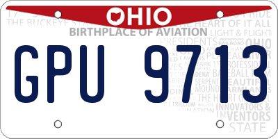 OH license plate GPU9713