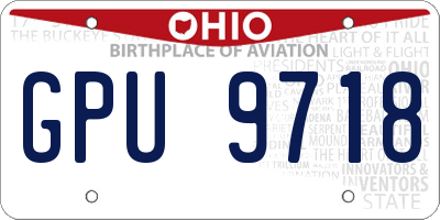 OH license plate GPU9718