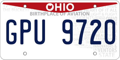 OH license plate GPU9720