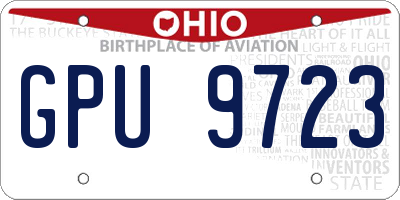 OH license plate GPU9723