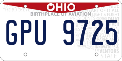OH license plate GPU9725