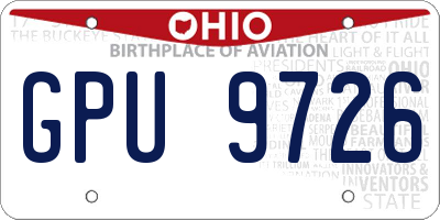 OH license plate GPU9726