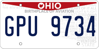 OH license plate GPU9734
