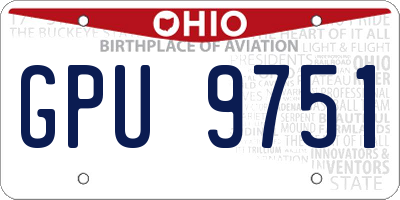 OH license plate GPU9751
