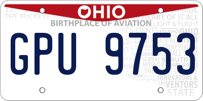 OH license plate GPU9753