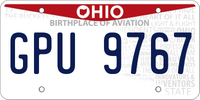 OH license plate GPU9767