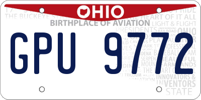 OH license plate GPU9772