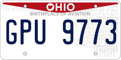 OH license plate GPU9773