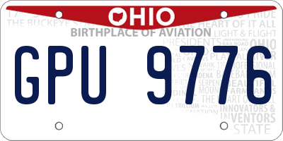 OH license plate GPU9776