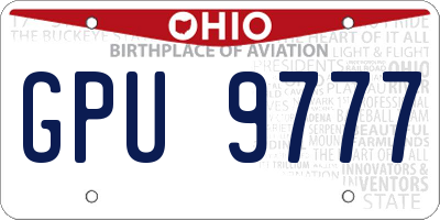 OH license plate GPU9777