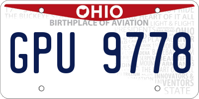 OH license plate GPU9778
