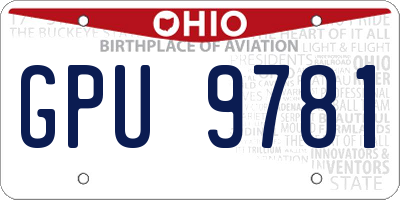 OH license plate GPU9781