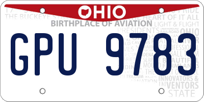 OH license plate GPU9783