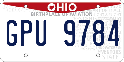 OH license plate GPU9784
