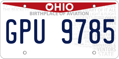 OH license plate GPU9785