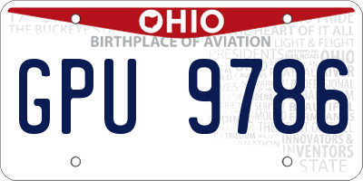 OH license plate GPU9786