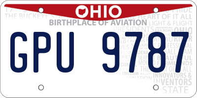 OH license plate GPU9787