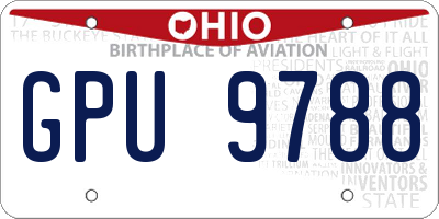 OH license plate GPU9788