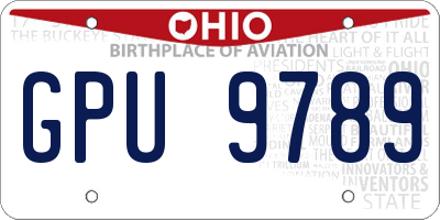 OH license plate GPU9789
