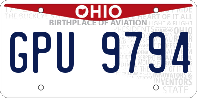 OH license plate GPU9794