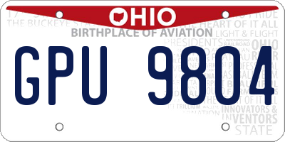 OH license plate GPU9804