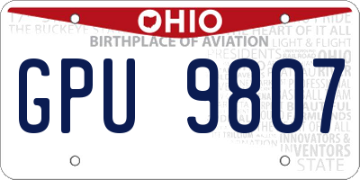 OH license plate GPU9807
