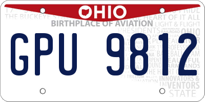 OH license plate GPU9812