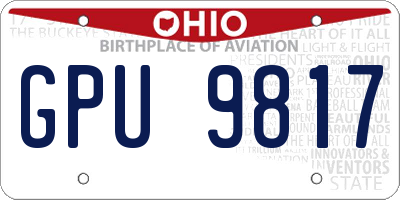 OH license plate GPU9817