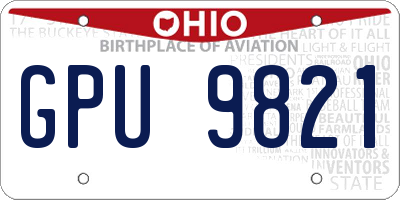 OH license plate GPU9821