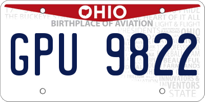 OH license plate GPU9822