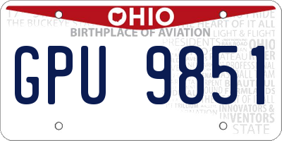OH license plate GPU9851