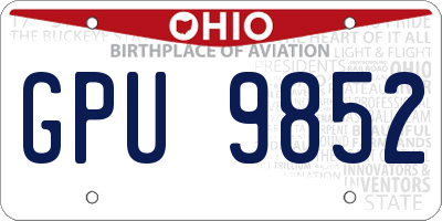 OH license plate GPU9852