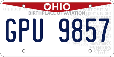 OH license plate GPU9857