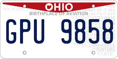 OH license plate GPU9858