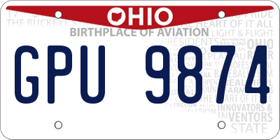 OH license plate GPU9874