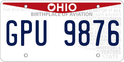 OH license plate GPU9876