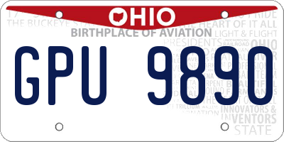 OH license plate GPU9890