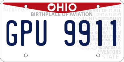 OH license plate GPU9911