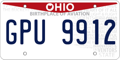 OH license plate GPU9912