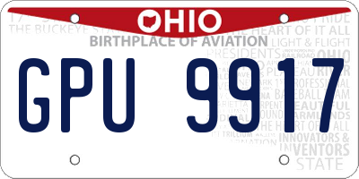 OH license plate GPU9917