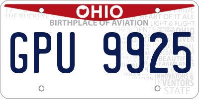 OH license plate GPU9925