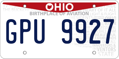 OH license plate GPU9927