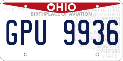 OH license plate GPU9936