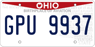OH license plate GPU9937
