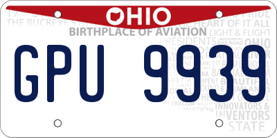 OH license plate GPU9939