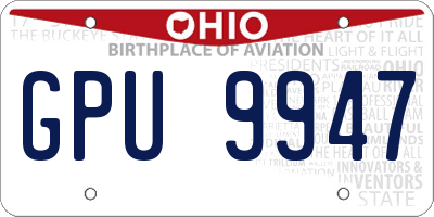 OH license plate GPU9947