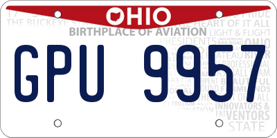 OH license plate GPU9957